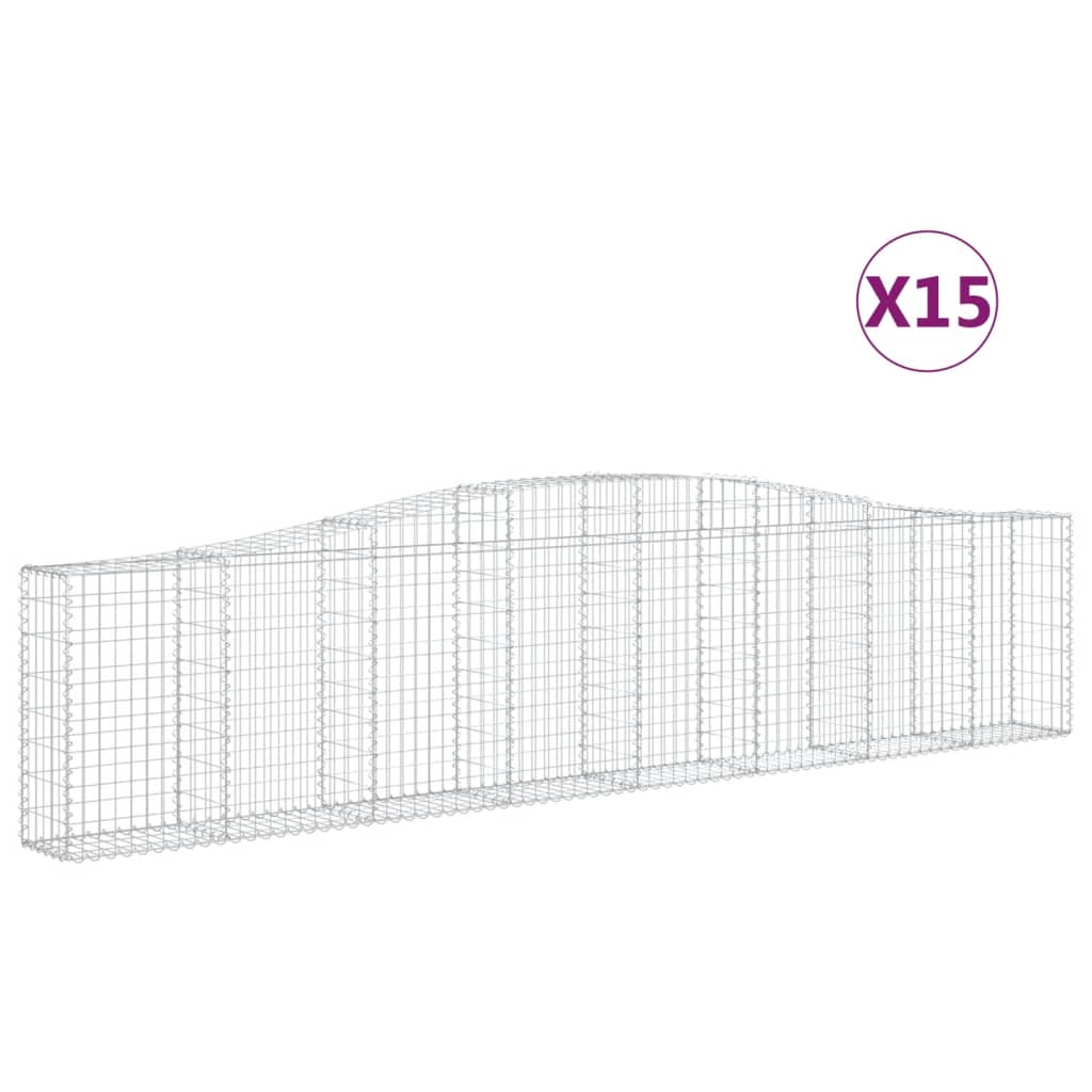 Gabionkurver buede 15 stk 400x30x80/100 cm galvanisert jern