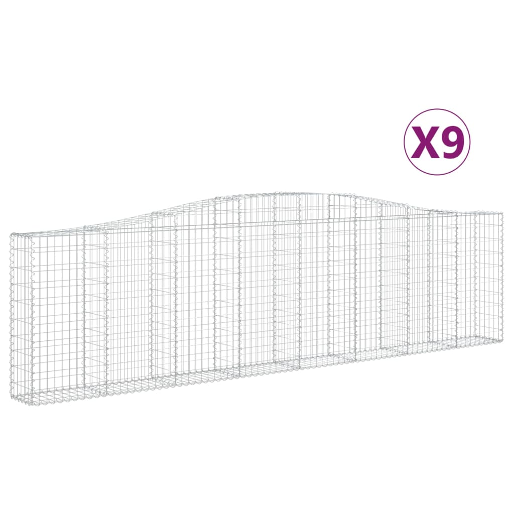 Gabionkurver buede 9 stk 400x30x100/120 cm galvanisert jern