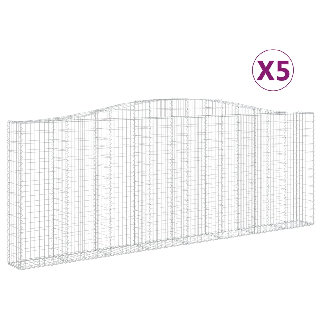 Gabionkurver buede 5 stk 400x30x140/160 cm galvanisert jern