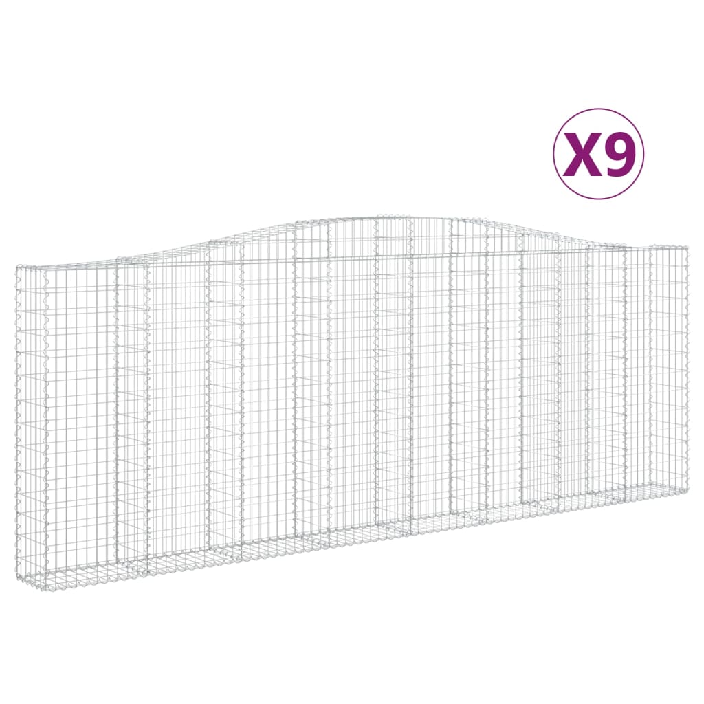 Gabionkurver buede 9 stk 400x30x140/160 cm galvanisert jern