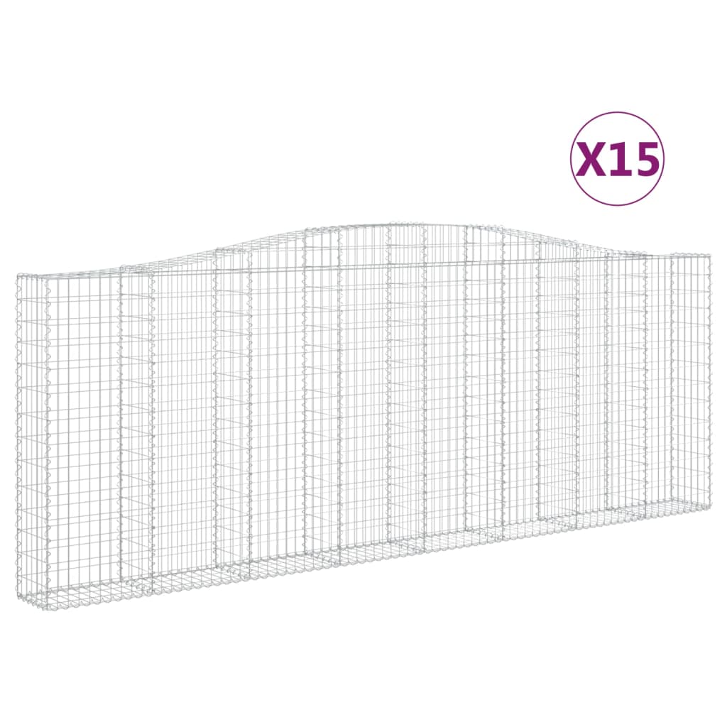 Gabionkurver buede 15 stk 400x30x140/160 cm galvanisert jern