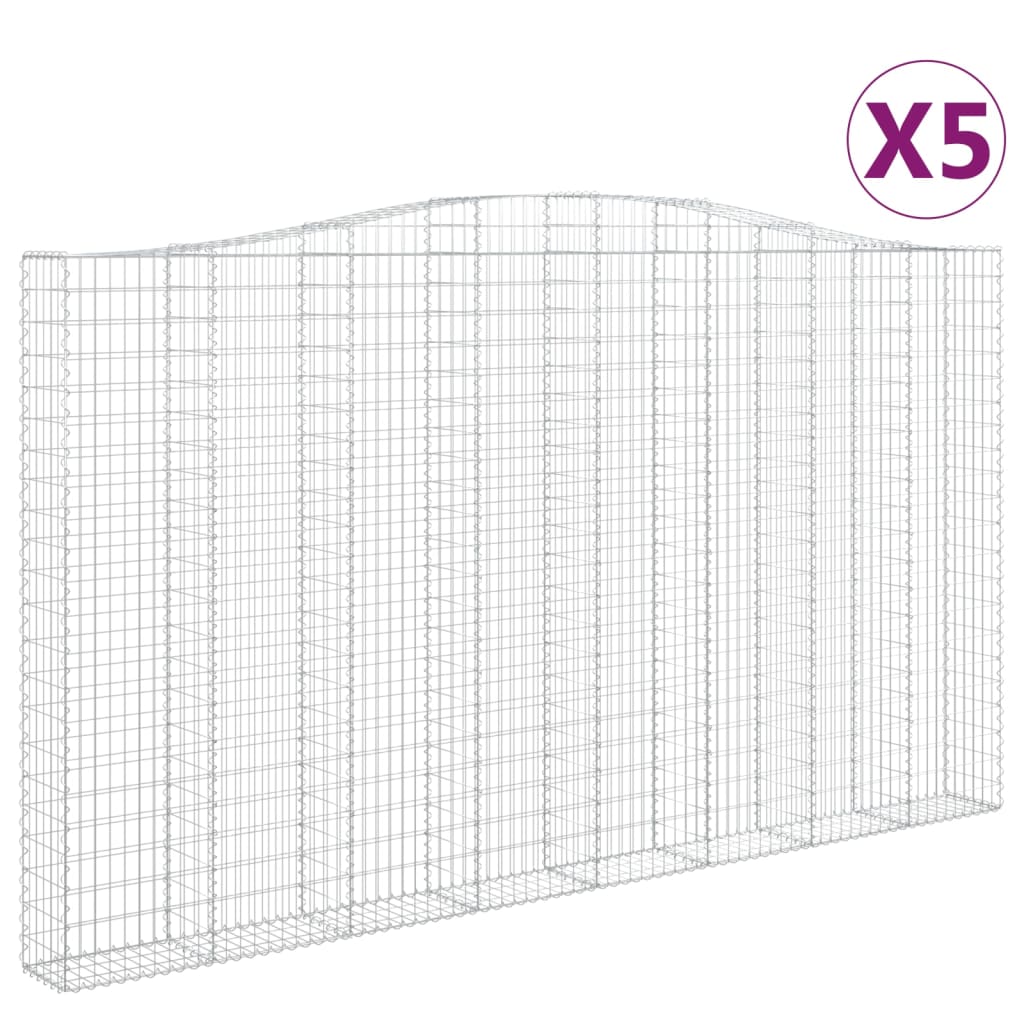 Gabionkurver buede 5 stk 400x30x220/240 cm galvanisert jern