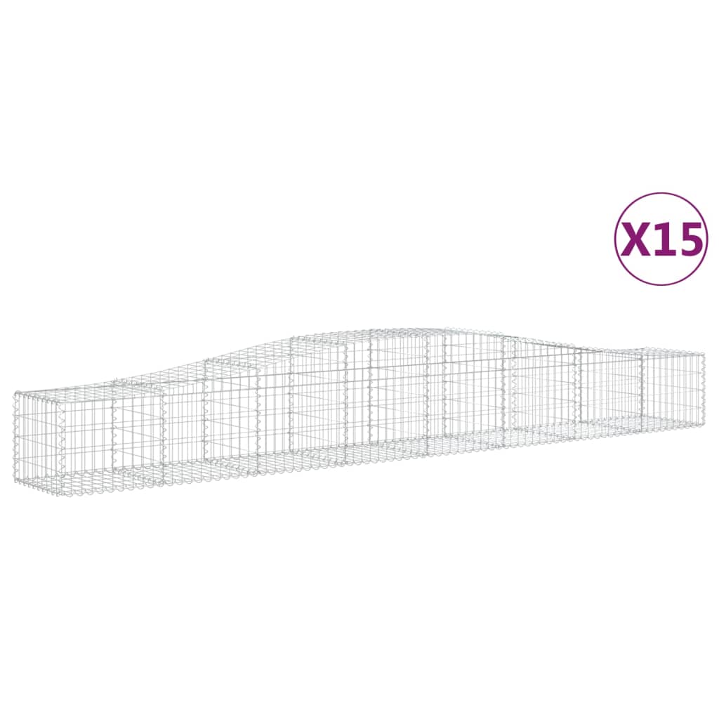 Gabionkurver buede 15 stk 400x50x40/60 cm galvanisert jern