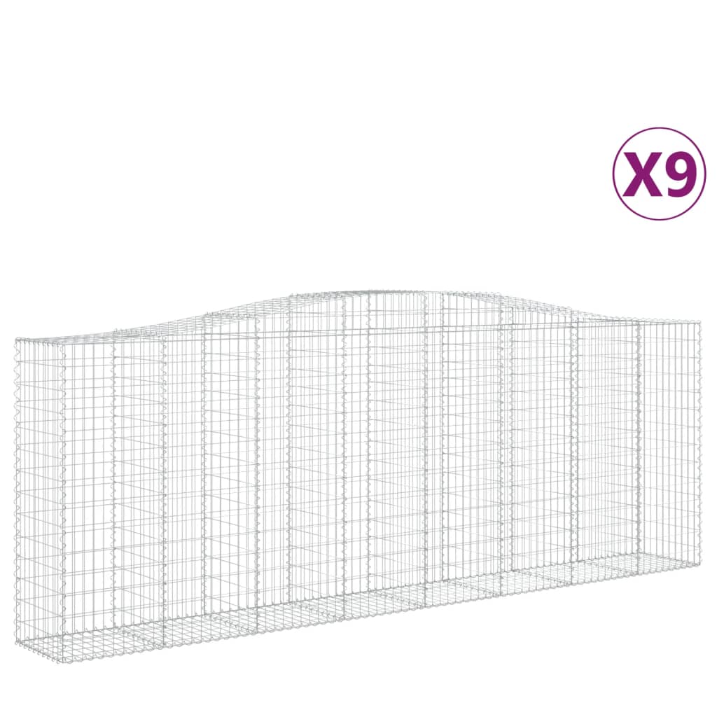 Gabionkurver buede 9 stk 400x50x140/160 cm galvanisert jern