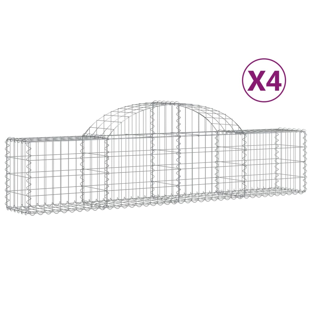 Gabionkurver buede 4 stk 200x30x40/60 cm galvanisert jern