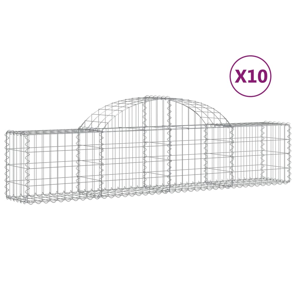 Gabionkurver buede 10 stk 200x30x40/60 cm galvanisert jern