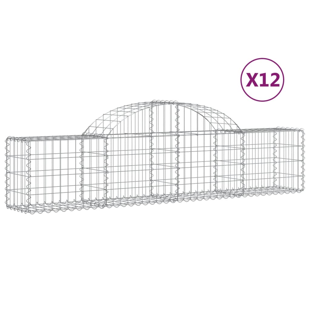 Gabionkurver buede 12 stk 200x30x40/60 cm galvanisert jern