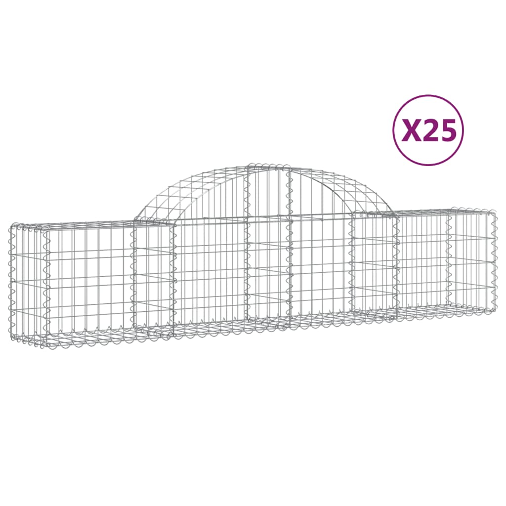 Gabionkurver buede 25 stk 200x30x40/60 cm galvanisert jern