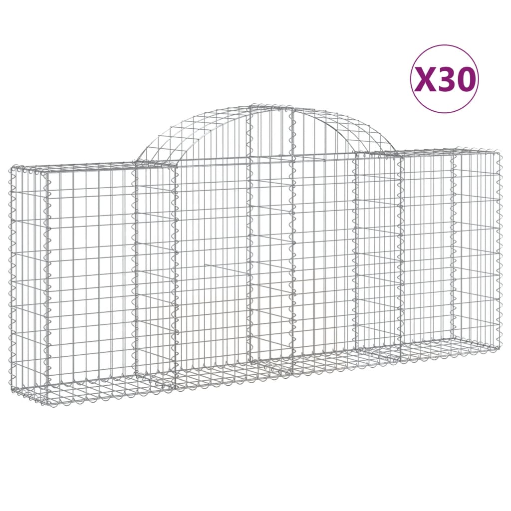 Gabionkurver buede 30 stk 200x30x80/100 cm galvanisert jern