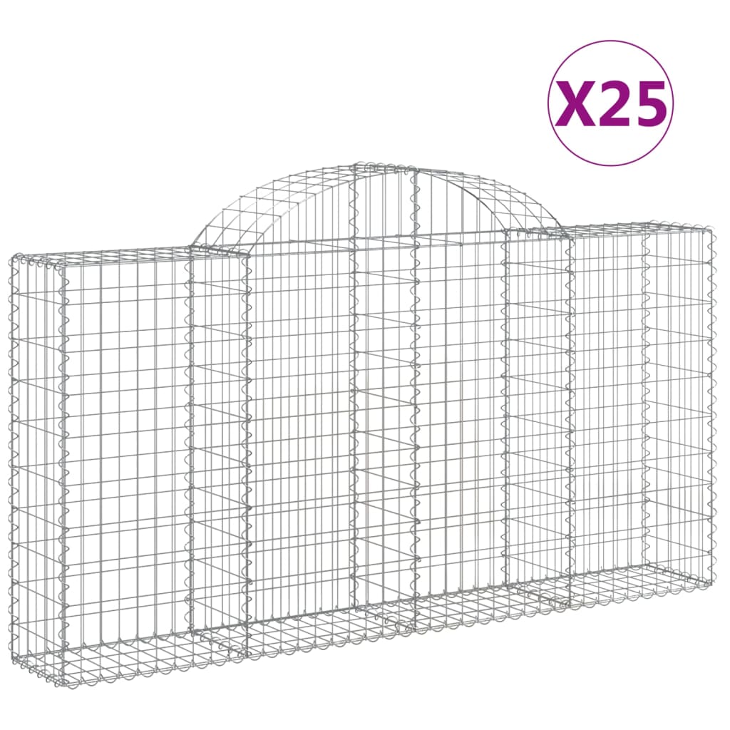 Gabionkurver buede 25 stk 200x30x100/120 cm galvanisert jern vidaXL