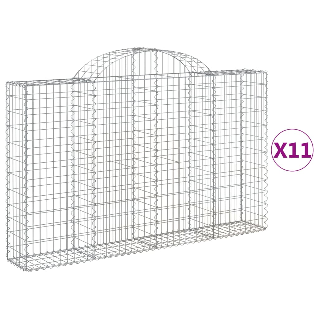 Gabionkurver buede 11 stk 200x30x120/140 cm galvanisert jern