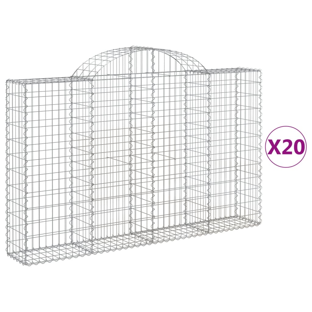 Gabionkurver buede 20 stk 200x30x120/140 cm galvanisert jern