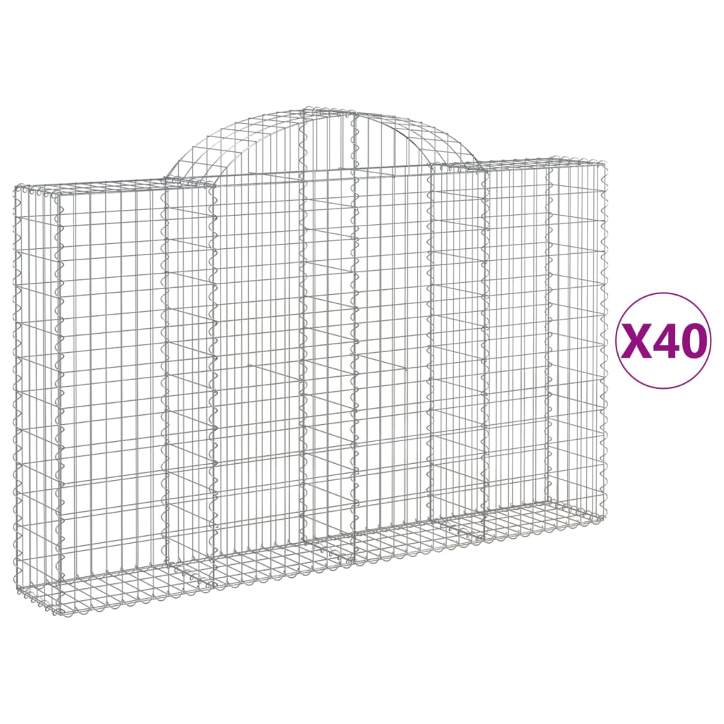 Gabionkurver buede 40 stk 200x30x120/140 cm galvanisert jern