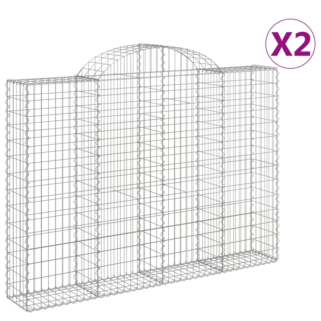 Gabionkurver buede 2 stk 200x30x140/160 cm galvanisert jern