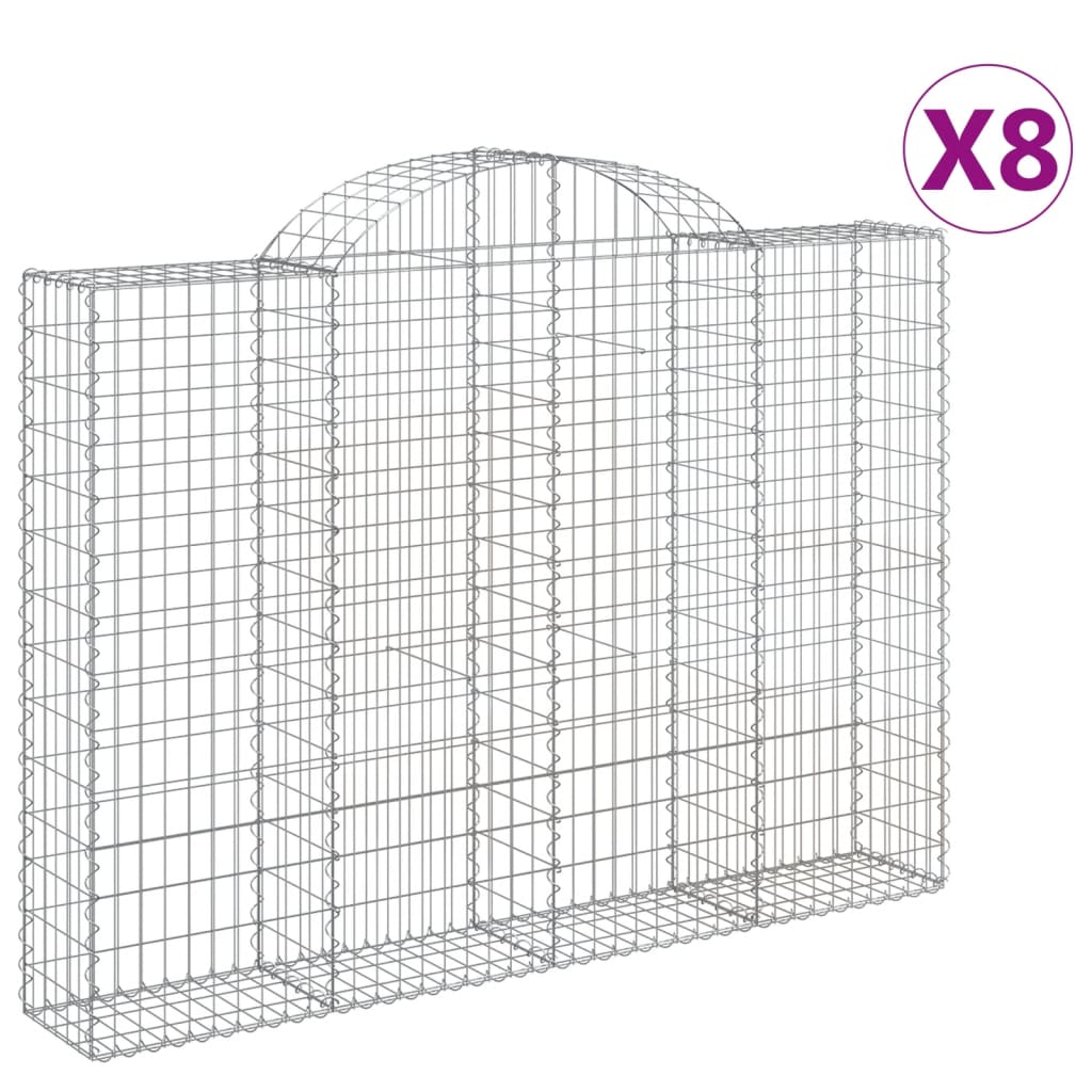 Gabionkurver buede 8 stk 200x30x140/160 cm galvanisert jern
