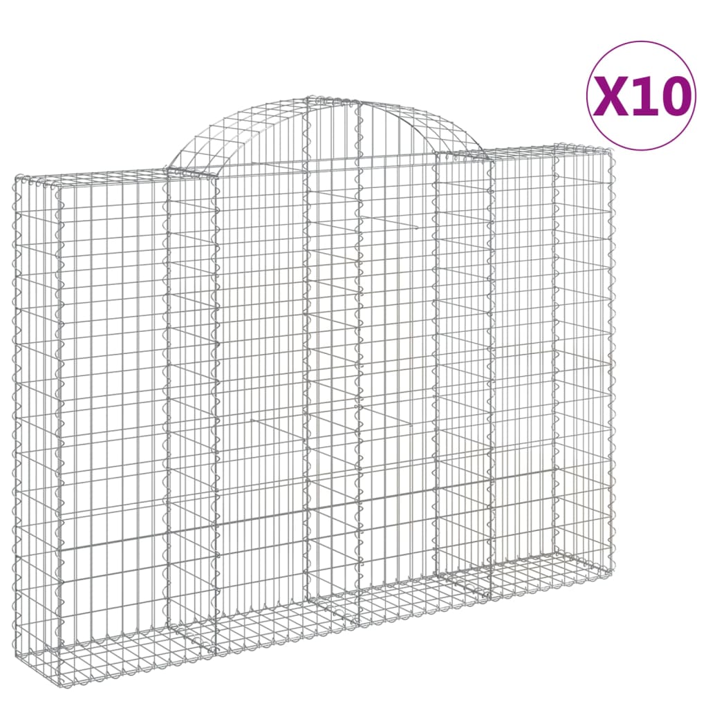 Gabionkurver buede 10 stk 200x30x140/160 cm galvanisert jern
