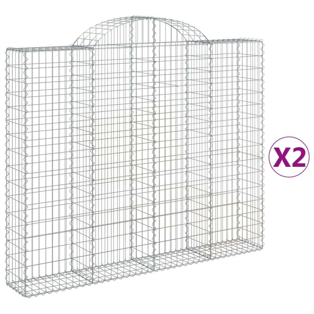 Gabionkurver buede 2 stk 200x30x160/180 cm galvanisert jern vidaXL