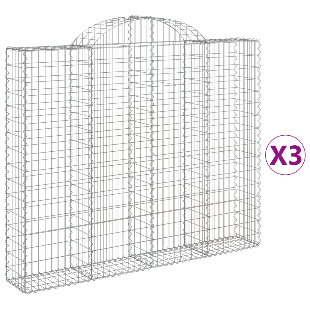 Gabionkurver buede 3 stk 200x30x160/180 cm galvanisert jern vidaXL