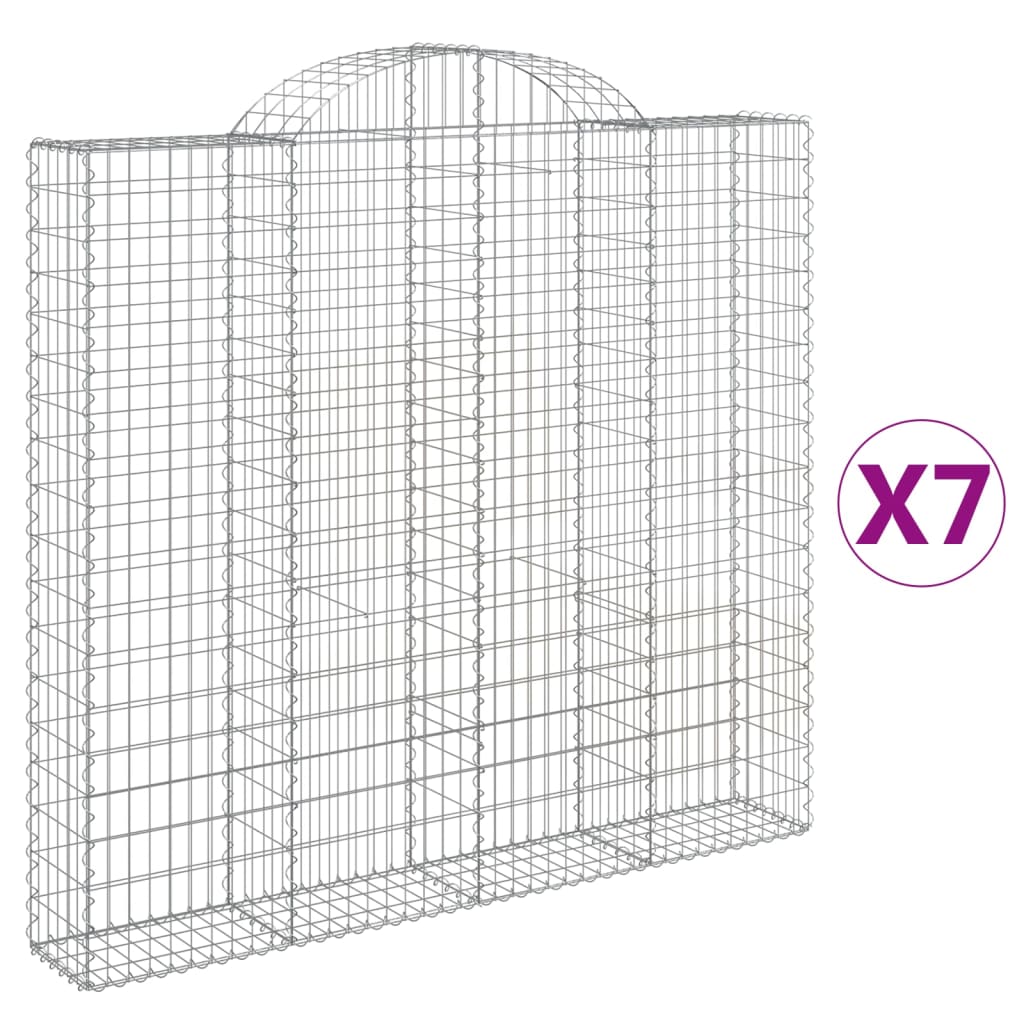 Gabionkurver buede 7 stk 200x30x180/200 cm galvanisert jern
