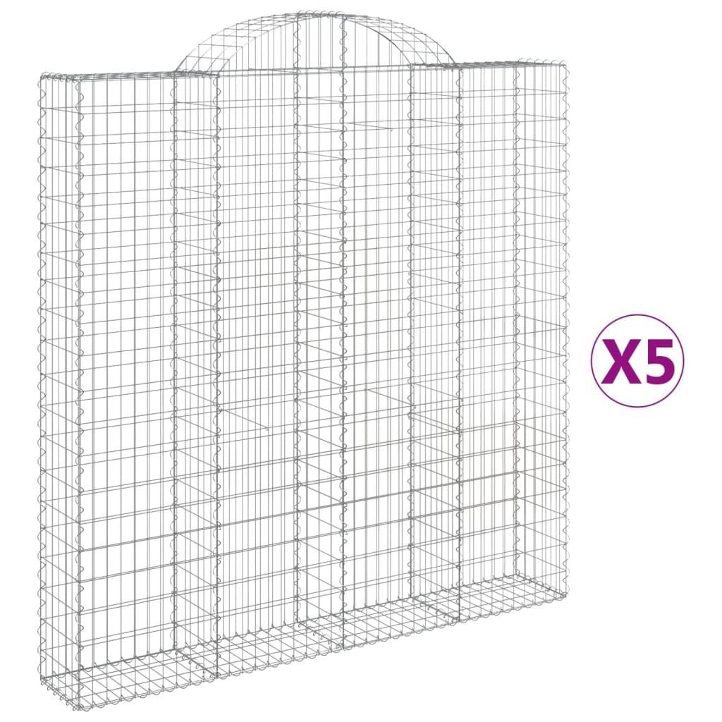Gabionkurver buede 5 stk 200x30x200/220 cm galvanisert jern