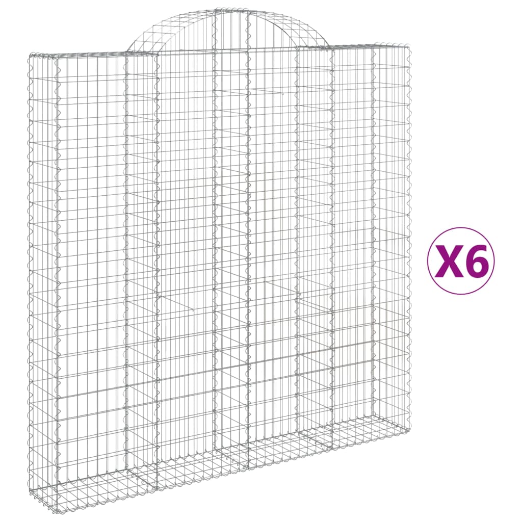 Gabionkurver buede 6 stk 200x30x200/220 cm galvanisert jern