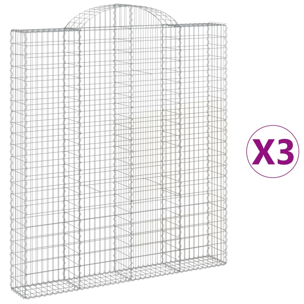 Gabionkurver buede 3 stk 200x30x220/240 cm galvanisert jern