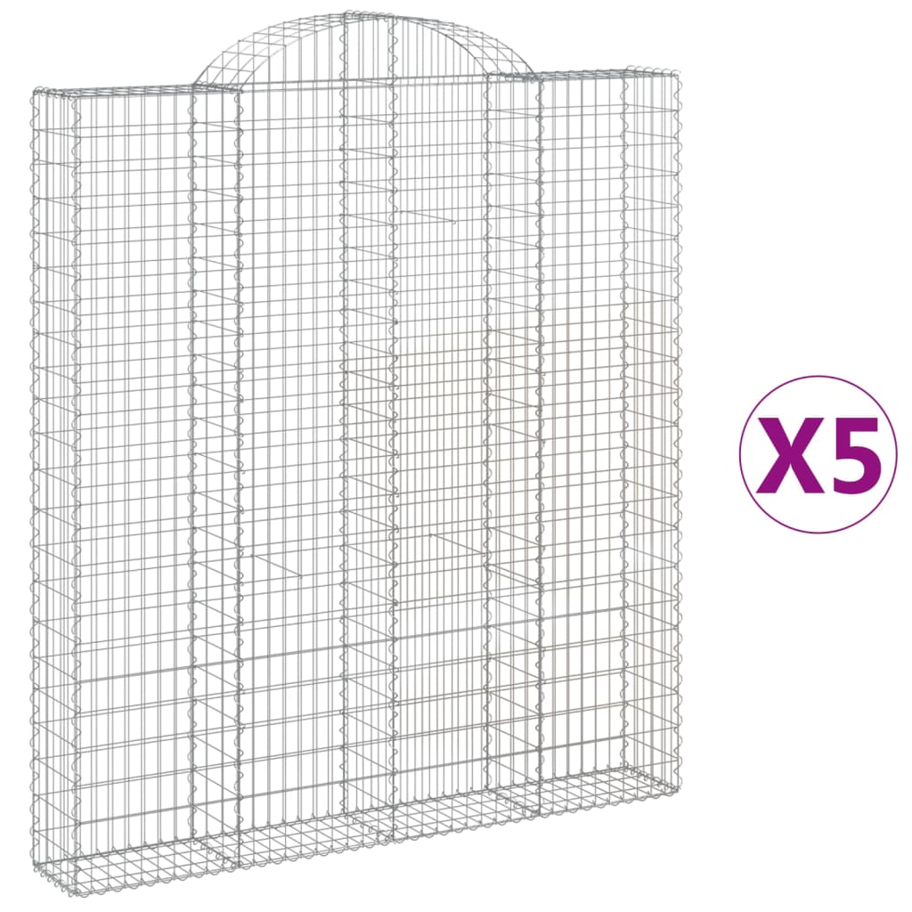 Gabionkurver buede 5 stk 200x30x220/240 cm galvanisert jern