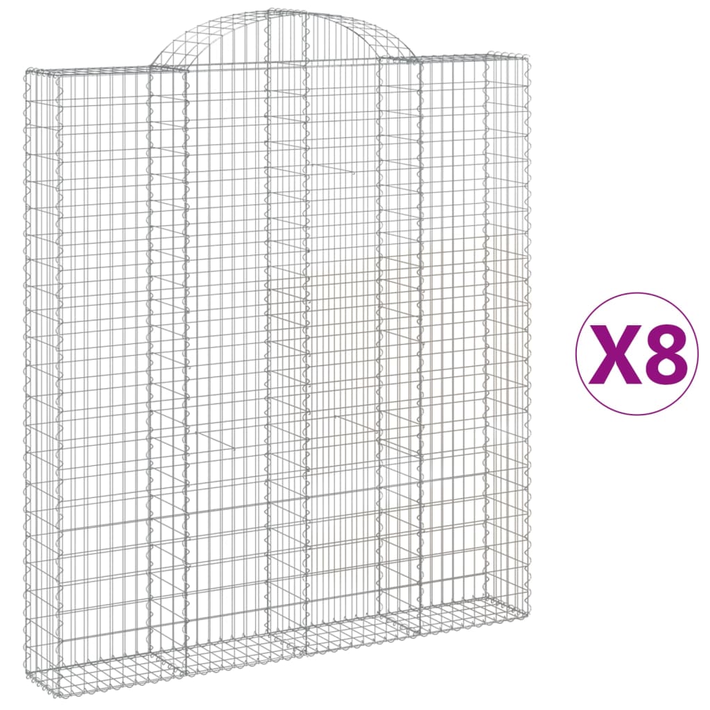 Gabionkurver buede 8 stk 200x30x220/240 cm galvanisert jern