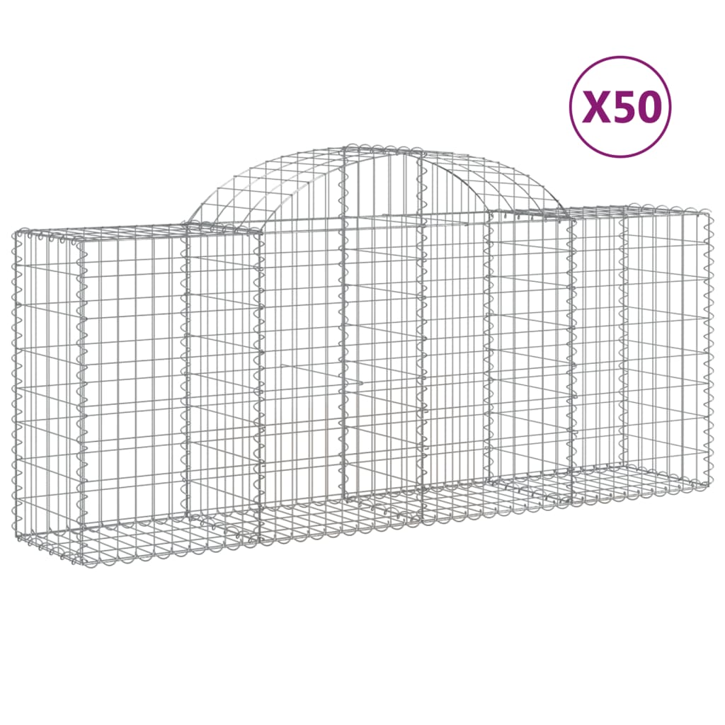 Gabionkurver buede 50 stk 200x50x80/100 cm galvanisert jern