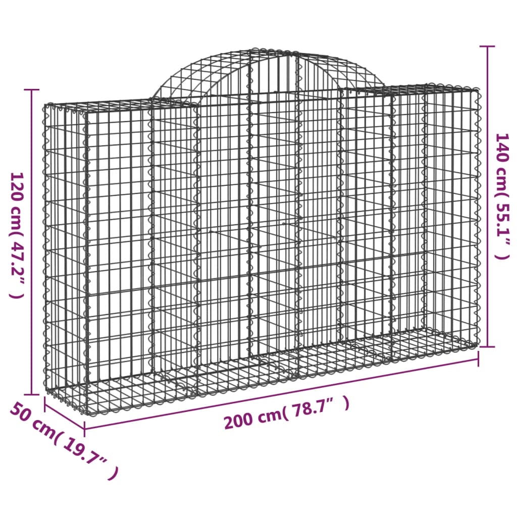 Gabionkurver buede 40 stk 200x50x120/140 cm galvanisert jern