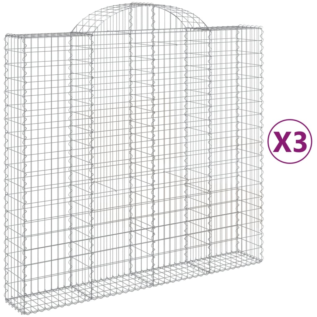 Gabionkurver buede 3 stk 200x50x180/200 cm galvanisert jern