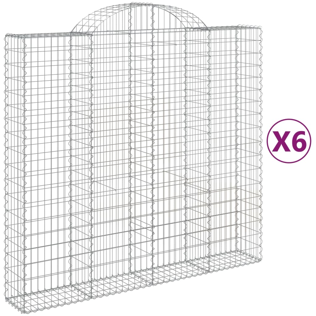 Gabionkurver buede 6 stk 200x50x180/200 cm galvanisert jern