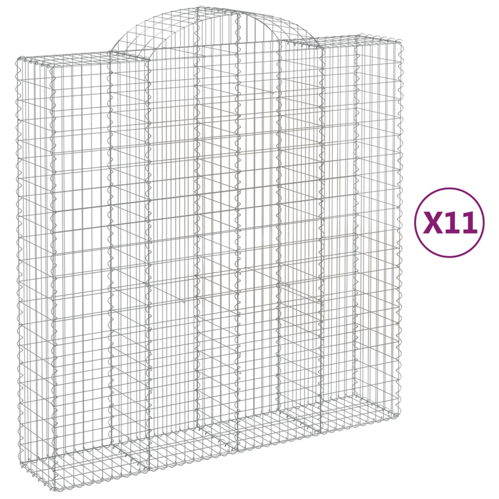 Gabionkurver buede 11 stk 200x50x200/220 cm galvanisert jern