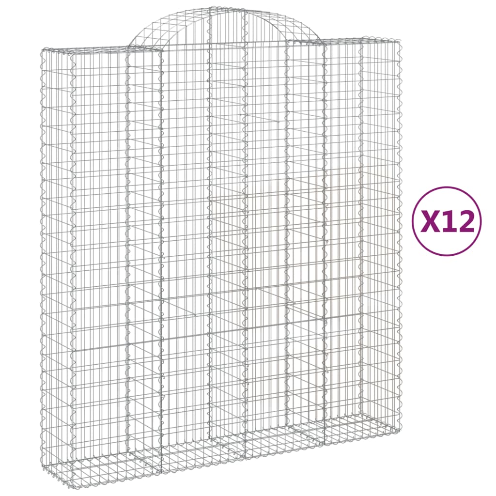 Gabionkurver buede 12 stk 200x50x220/240 cm galvanisert jern