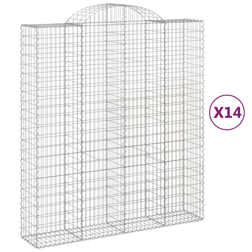 Gabionkurver buede 14 stk 200x50x220/240 cm galvanisert jern