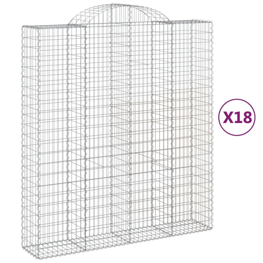 Gabionkurver buede 18 stk 200x50x220/240 cm galvanisert jern
