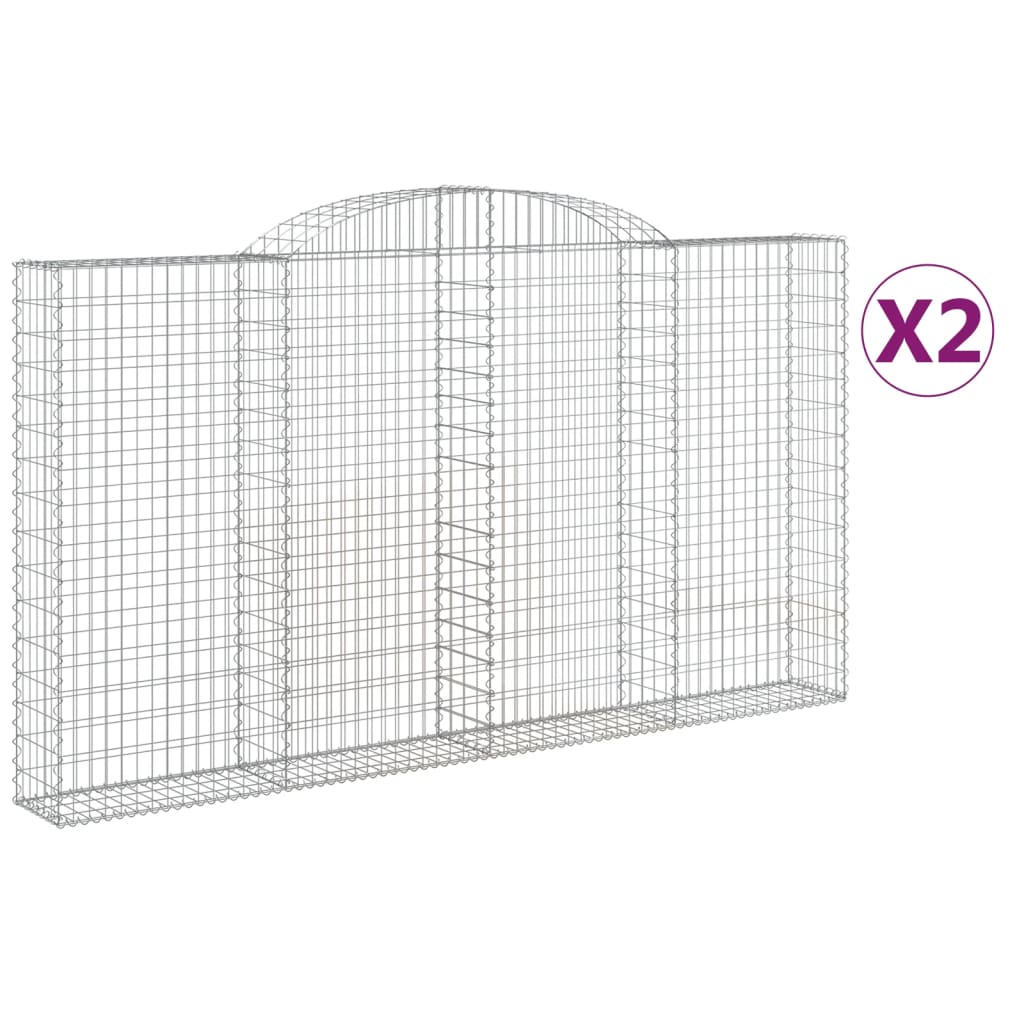 Gabionkurver buede 2 stk 300x30x160/180 cm galvanisert jern