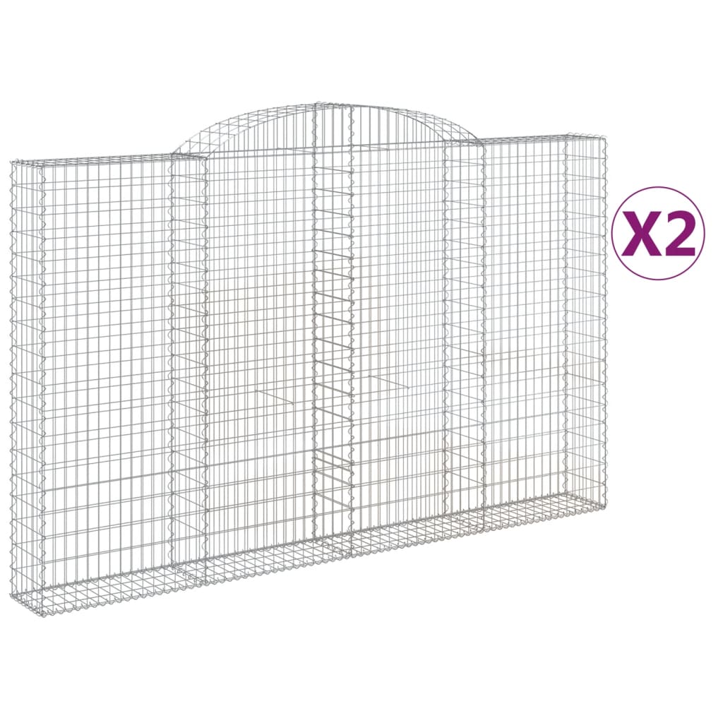 Gabionkurver buede 2 stk 300x30x180/200 cm galvanisert jern