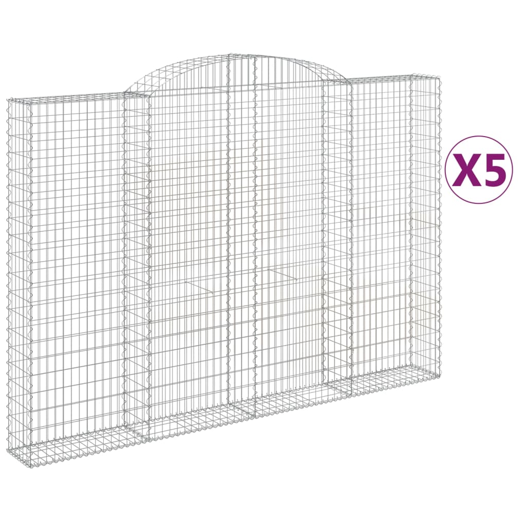 Gabionkurver buede 5 stk 300x30x200/220 cm galvanisert jern