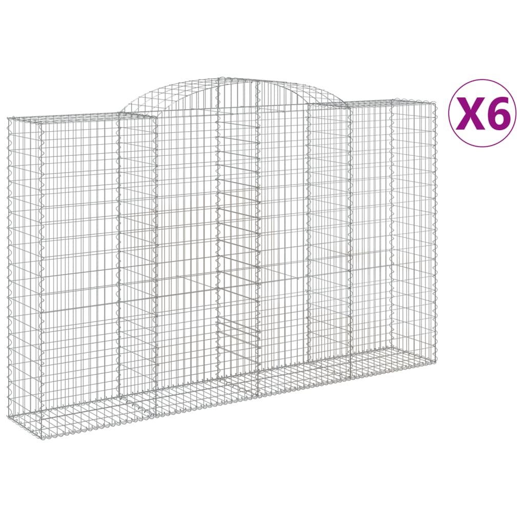 Gabionkurver buede 6 stk 300x50x180/200 cm galvanisert jern