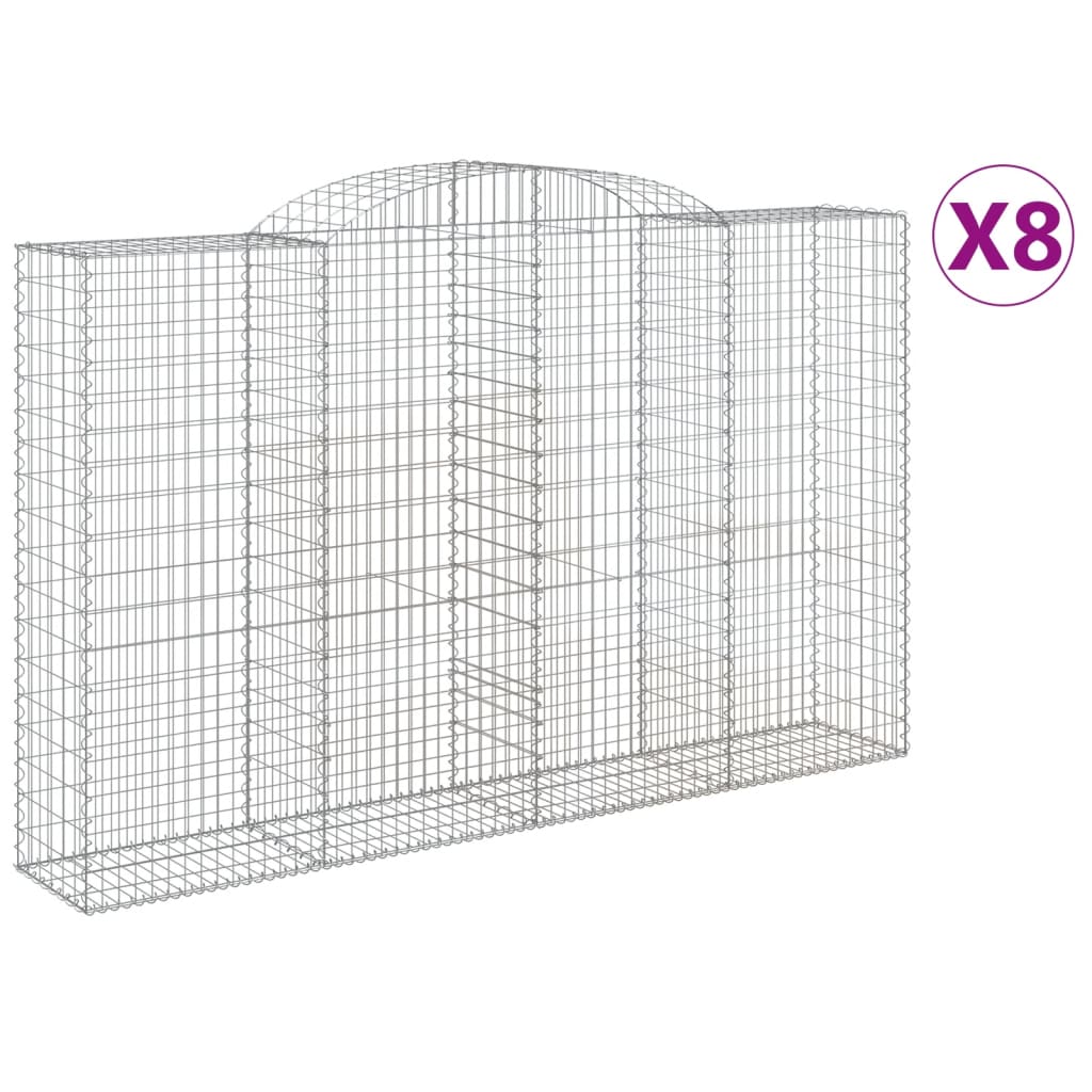 Gabionkurver buede 8 stk 300x50x180/200 cm galvanisert jern