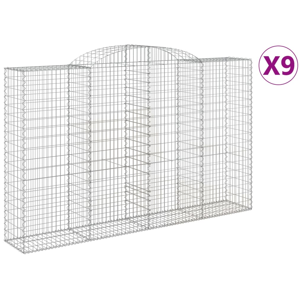 Gabionkurver buede 9 stk 300x50x180/200 cm galvanisert jern