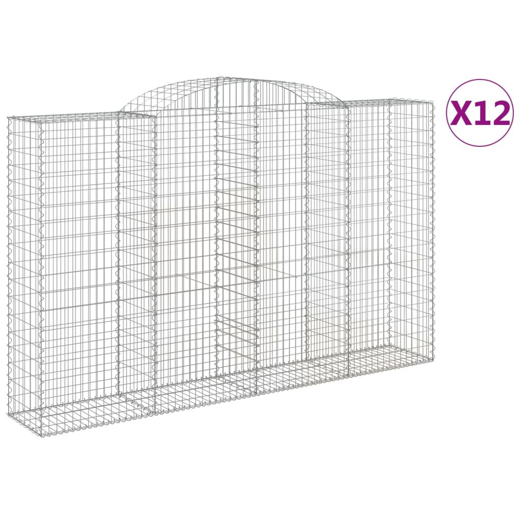 Gabionkurver buede 12 stk 300x50x180/200 cm galvanisert jern