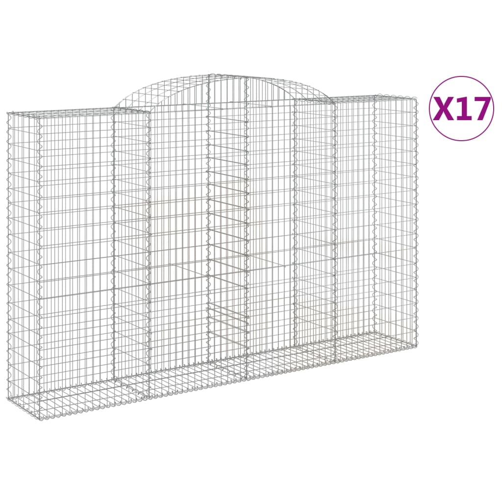 Gabionkurver buede 17 stk 300x50x180/200 cm galvanisert jern