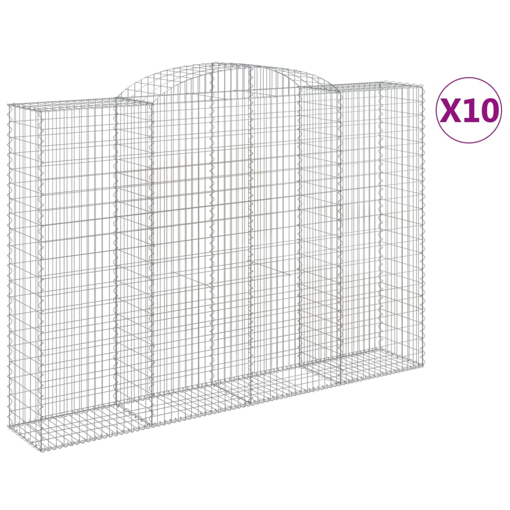 Gabionkurver buede 10 stk 300x50x200/220 cm galvanisert jern vidaXL