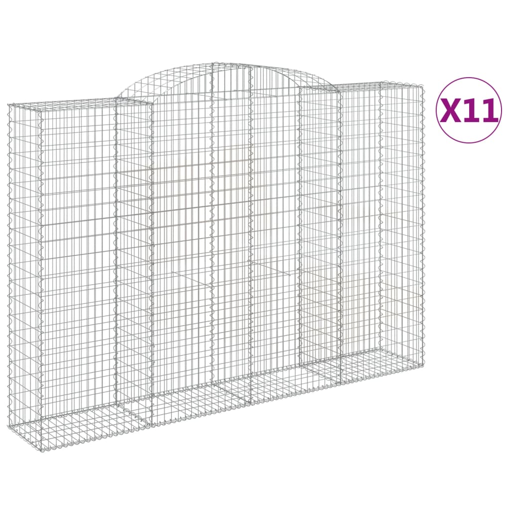 Gabionkurver buede 11 stk 300x50x200/220 cm galvanisert jern vidaXL