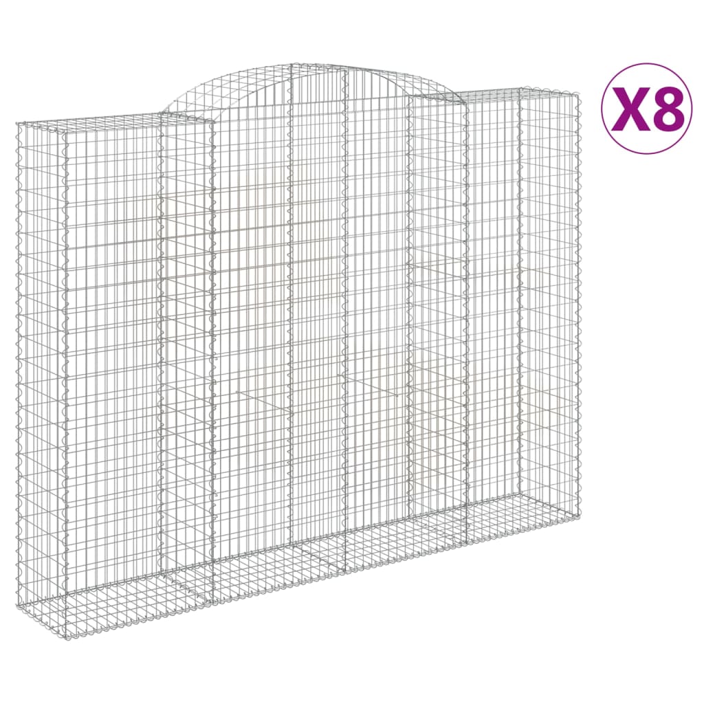 Gabionkurver buede 8 stk 300x50x220/240 cm galvanisert jern