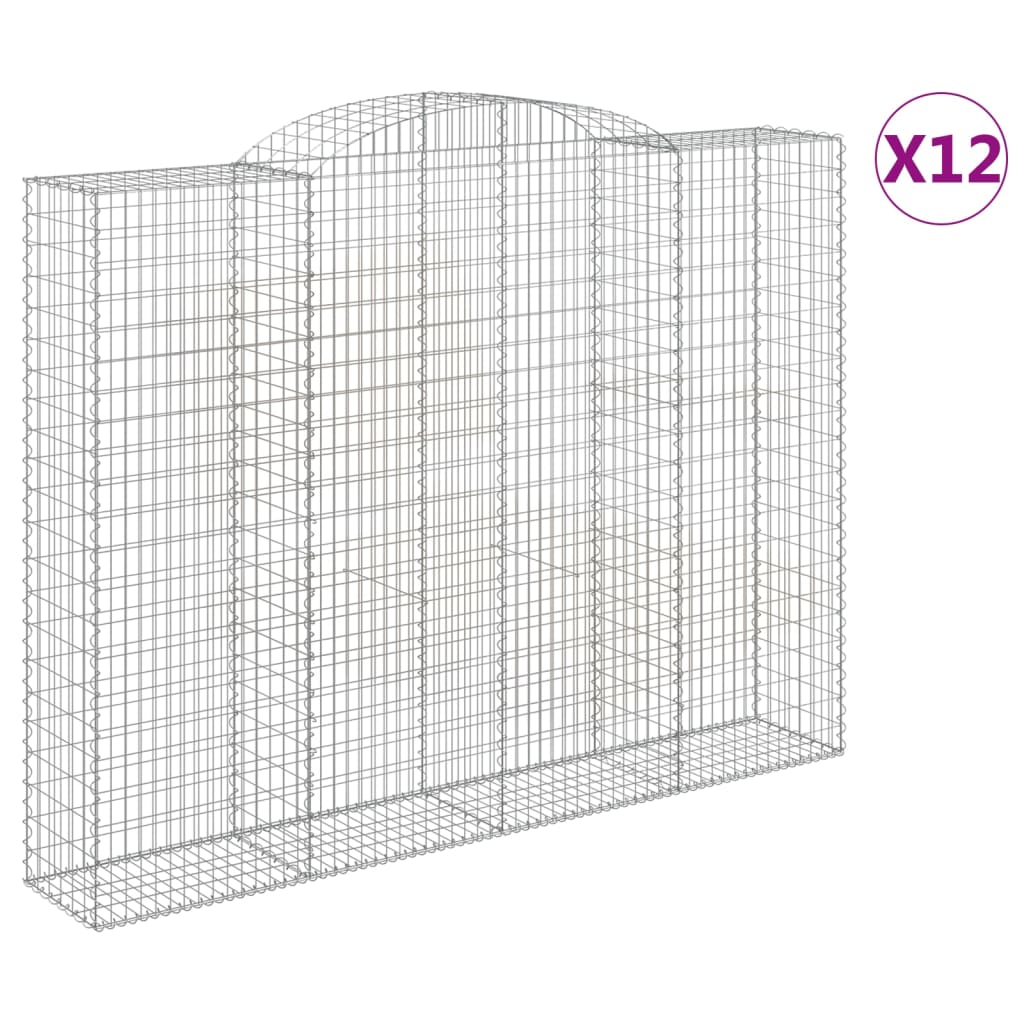 Gabionkurver buede 12 stk 300x50x220/240 cm galvanisert jern