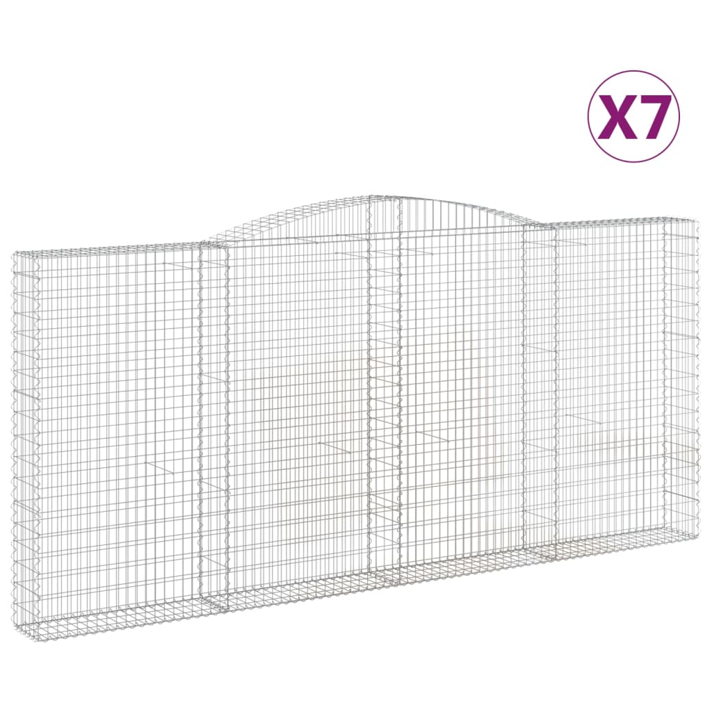 Gabionkurver buede 7 stk 400x30x180/200 cm galvanisert jern