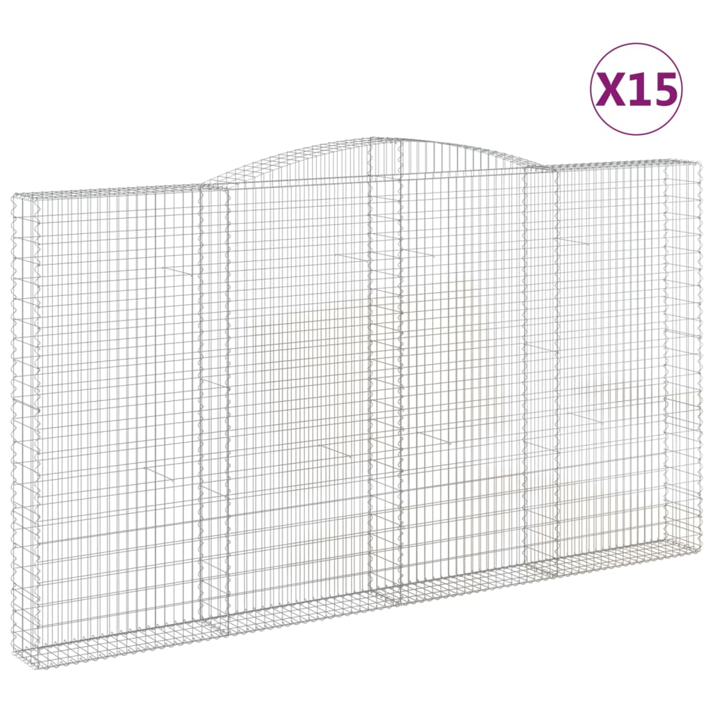 Gabionkurver buede 15 stk 400x30x220/240 cm galvanisert jern